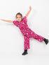 Frill Sleeves Spring Fizz Cotton Trouser Set (Rosy Magenta)